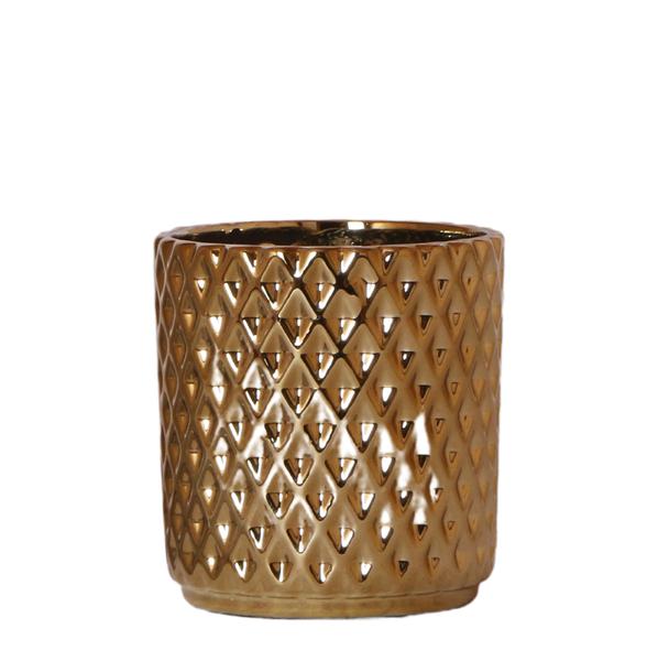 Kolibri Home | Metallic diamond bloempot - Gouden keramieken sierpot Ø9cm  BotanicBridge