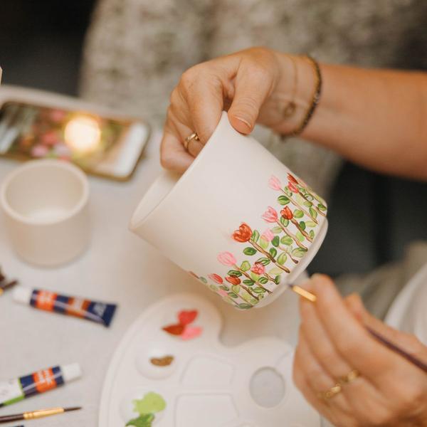 Kolibri Creatives | Verfpakket voor het schilderen van 4 bloempotten + orchideeën | voor 4 personen | Beginnende artiest  BotanicBridge