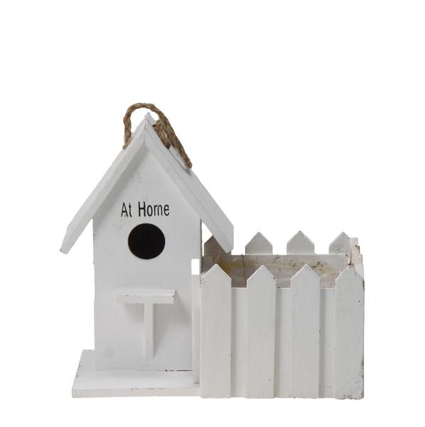 Kolibri Home | Birdhouse bloempot -  witte houten sierpot  Ø12cm  BotanicBridge