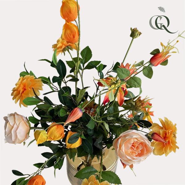 Kunstbloemen - Boeket L - Pretty Orange - 80cm  BotanicBridge